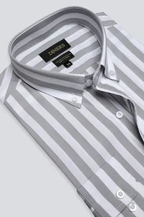 Grey Awning Stripe Casual Shirt