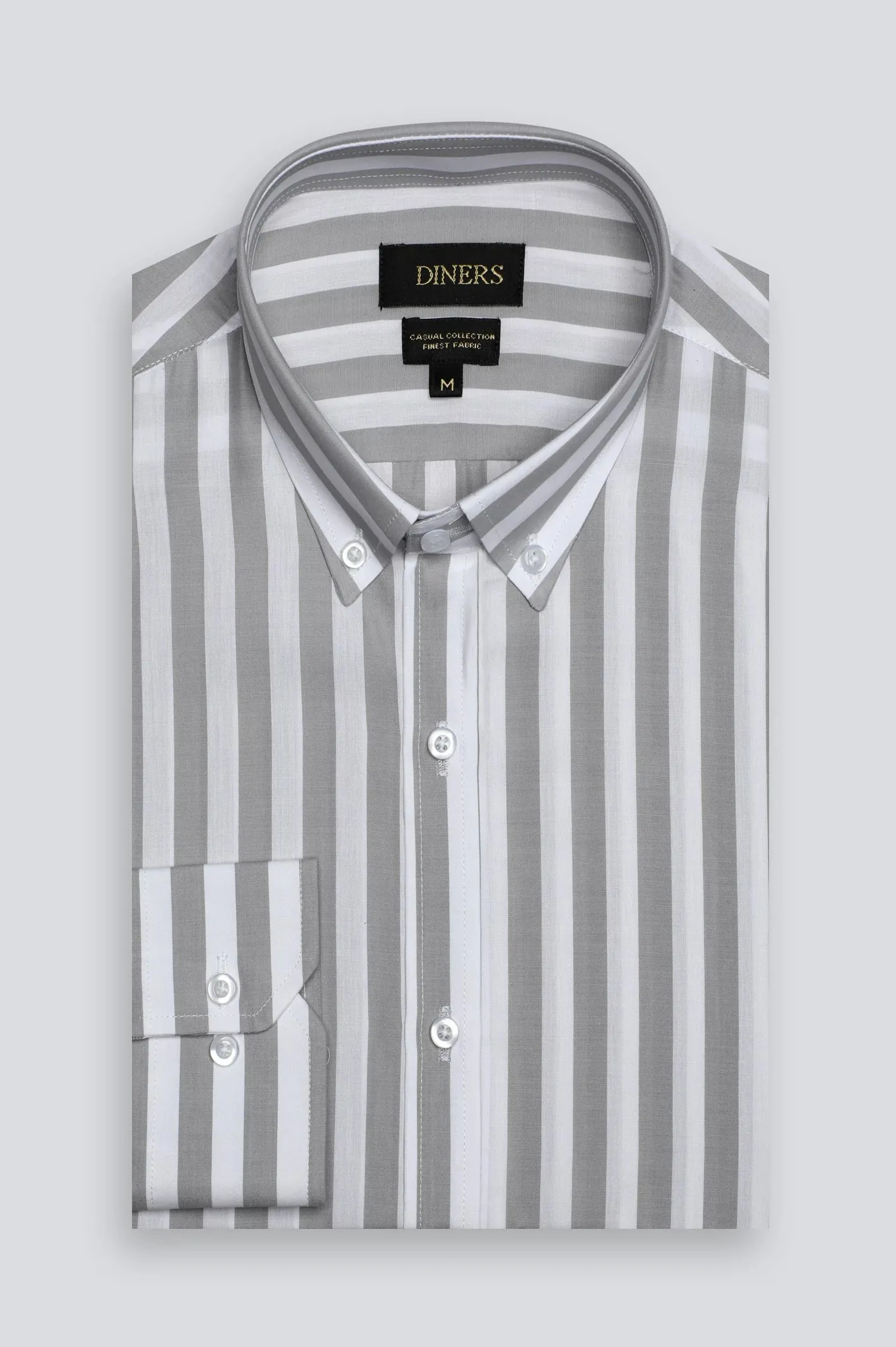 Grey Awning Stripe Casual Shirt