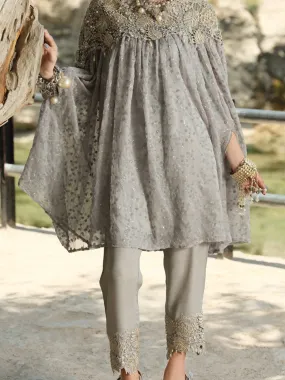 Grey Chiffon 2 Piece Formal Suit - LS-256