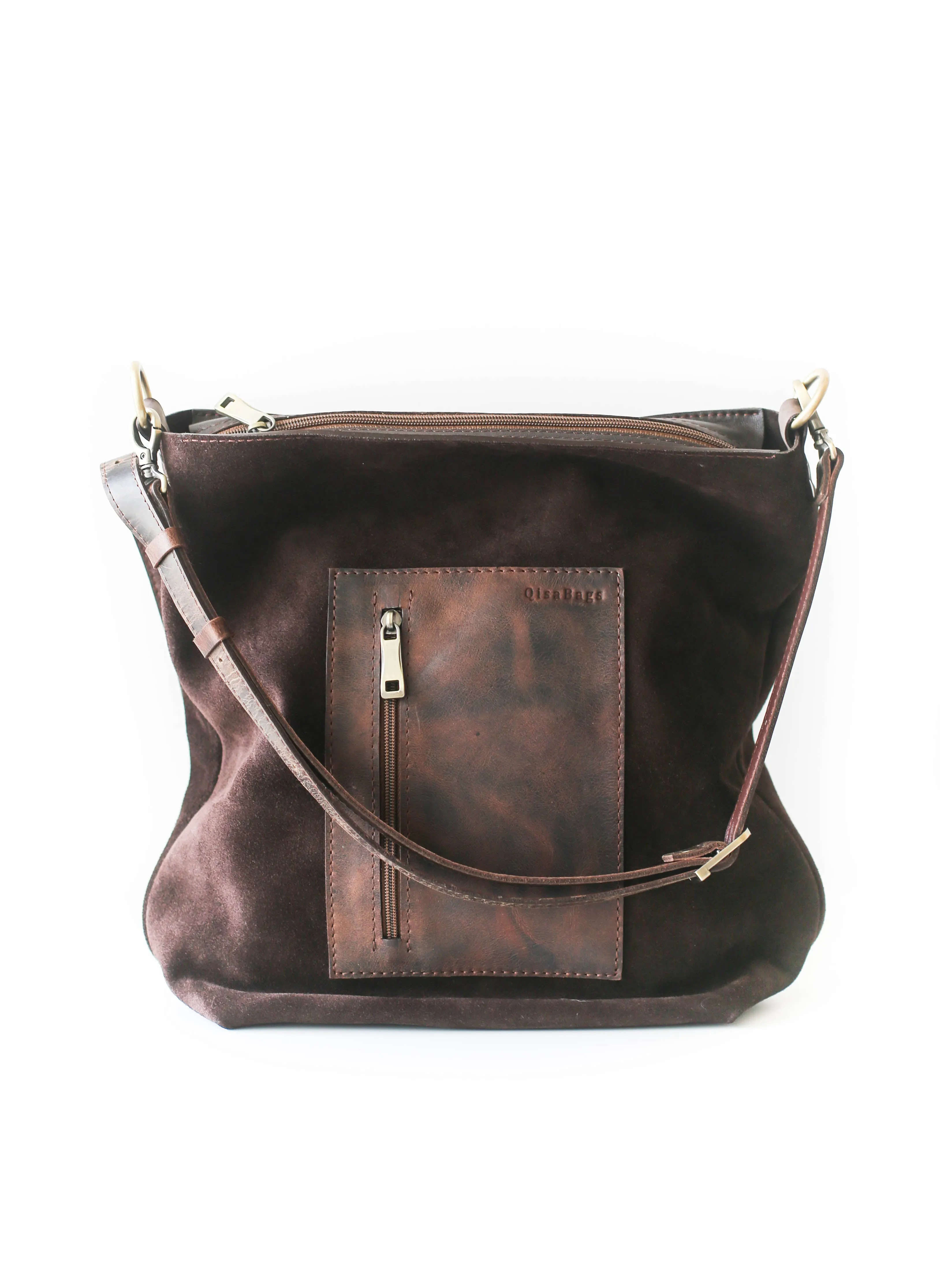 Grizzly Suede Leather Satchel