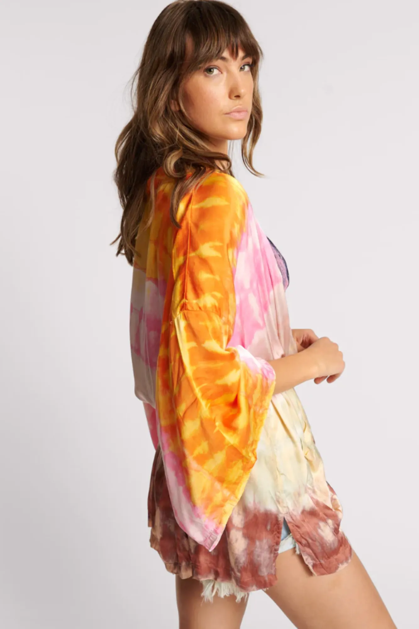 Hand Dyed Satin Kimono - Mirage