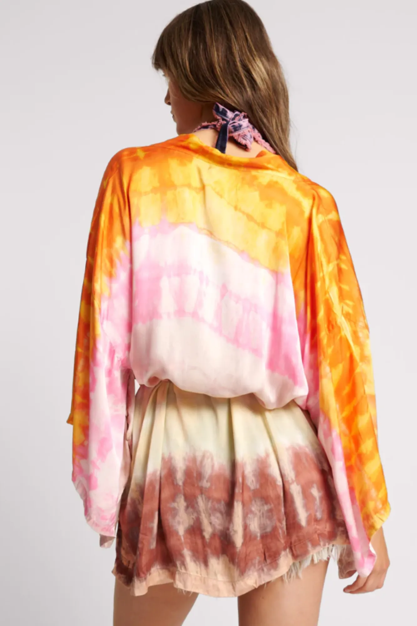 Hand Dyed Satin Kimono - Mirage