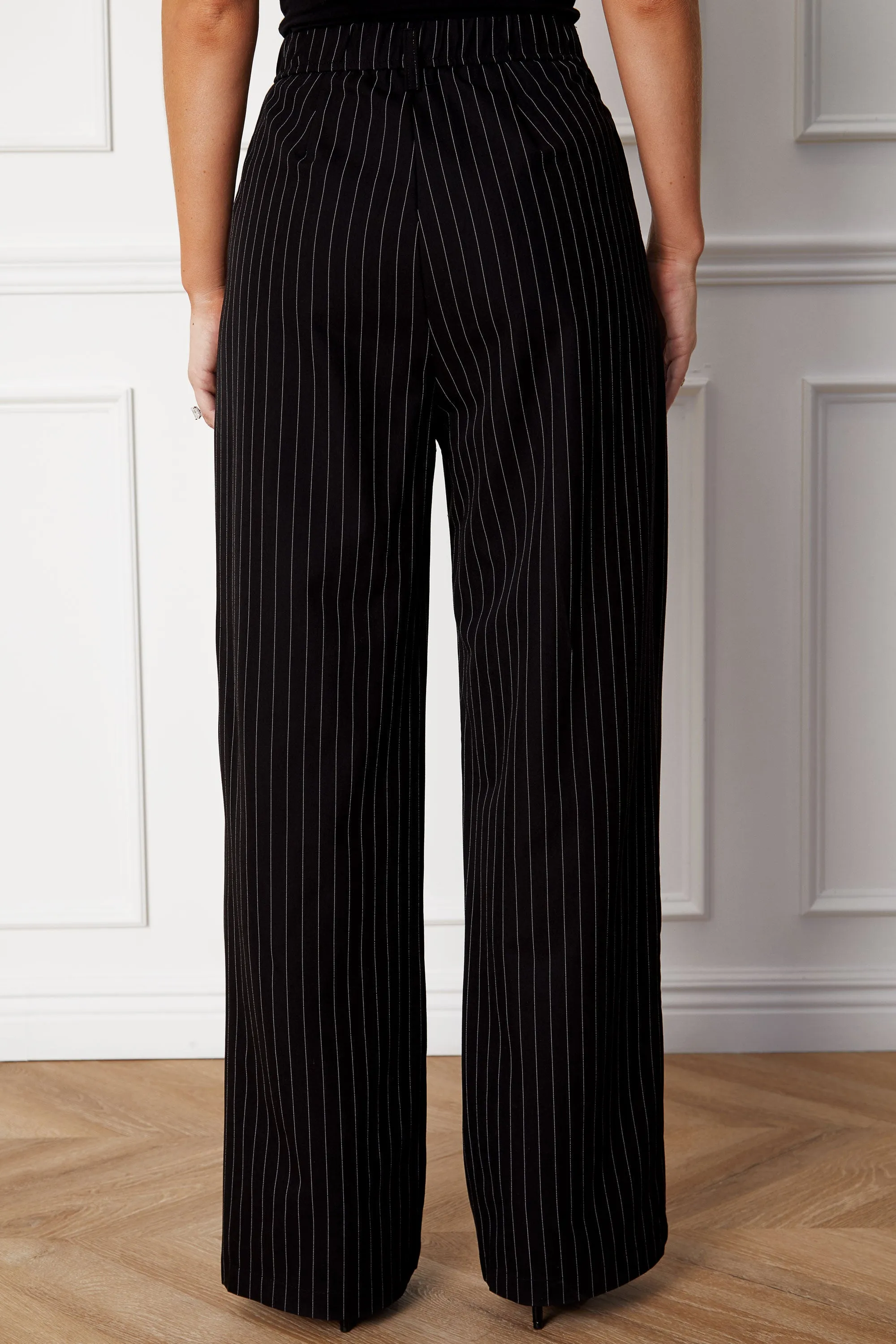 Harper Black Pinstripe Straight Pants