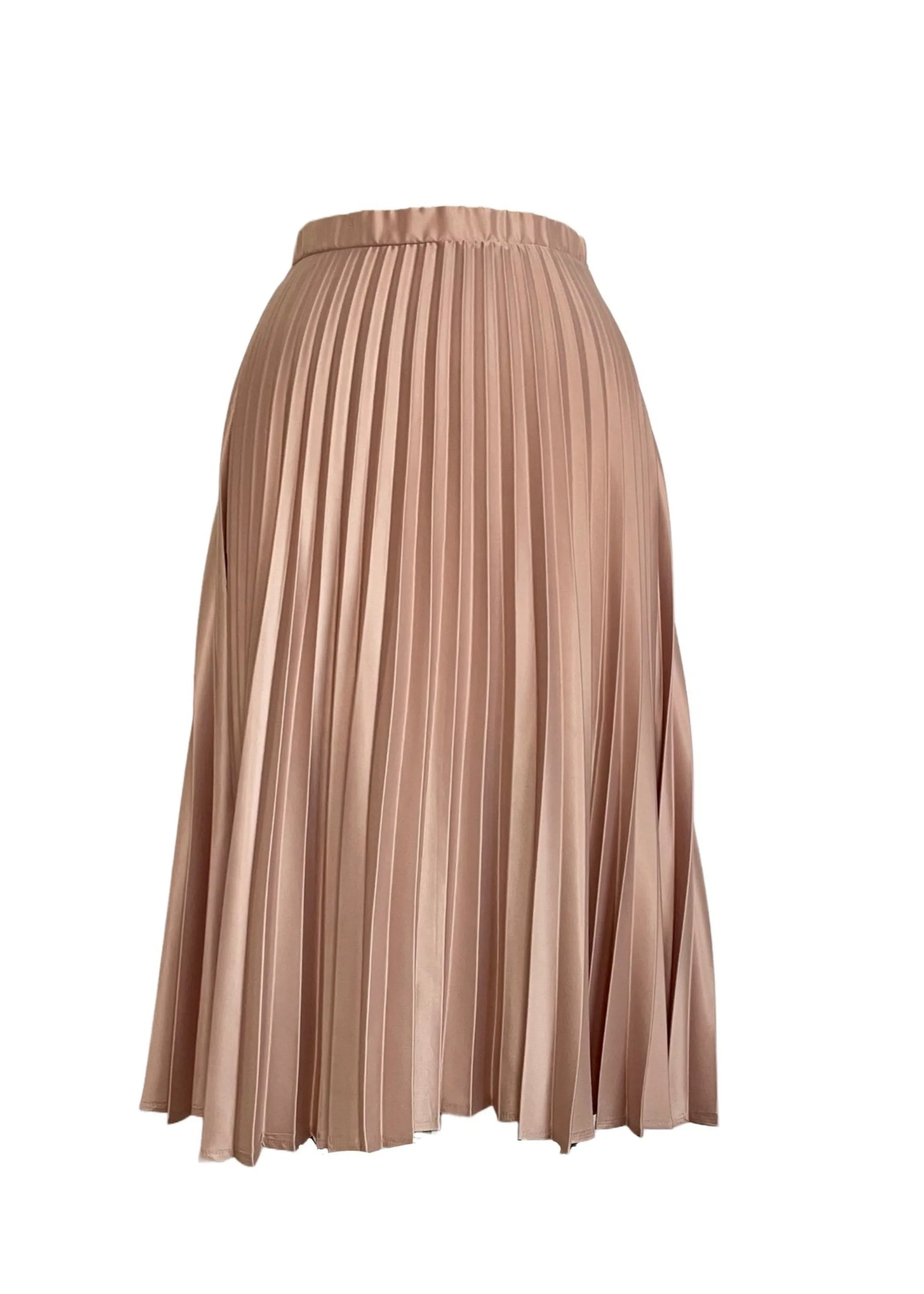 HAUTE MONDE Women's nude satin knife pleat skirt, S