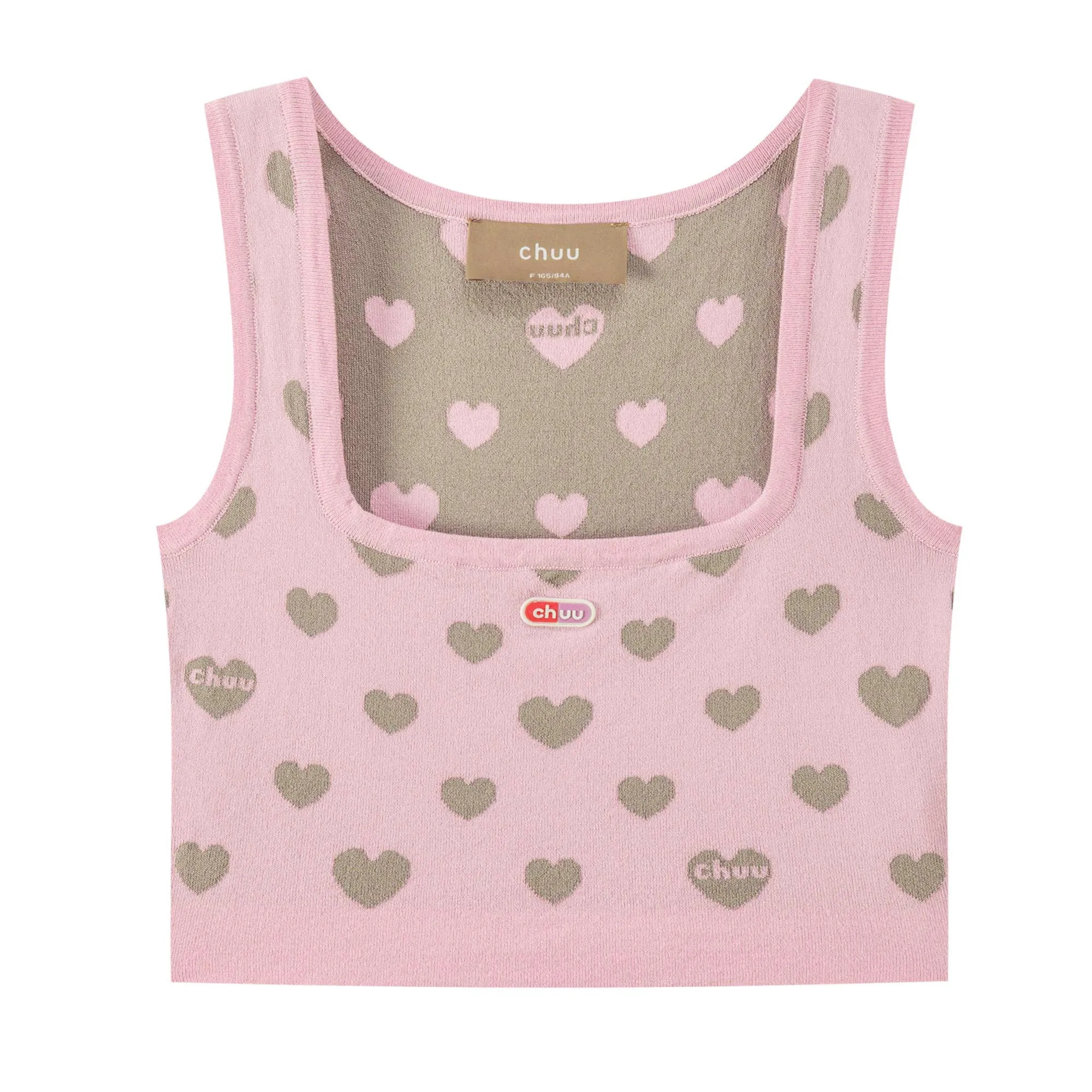 Heart Print Knit Sleeveless Top