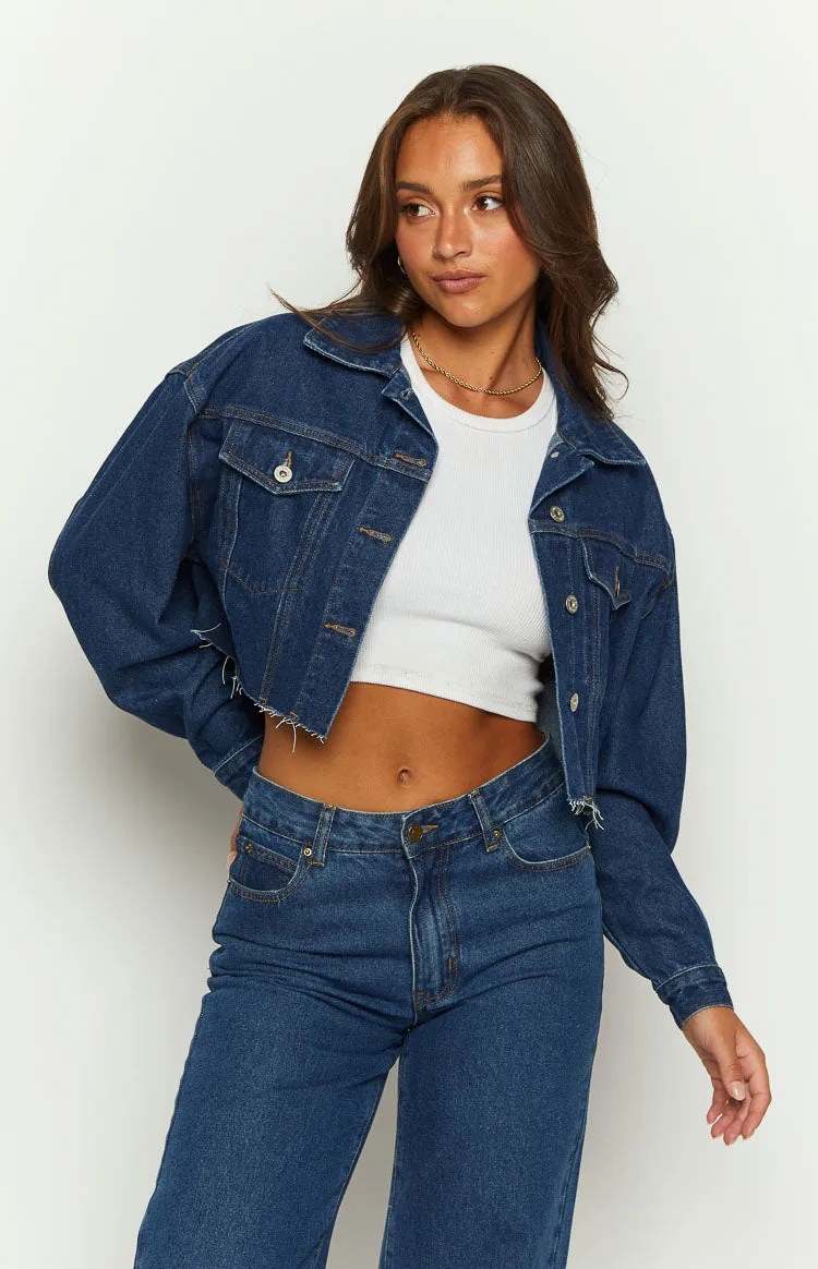 Helena Dark Wash Denim Cropped Jacket