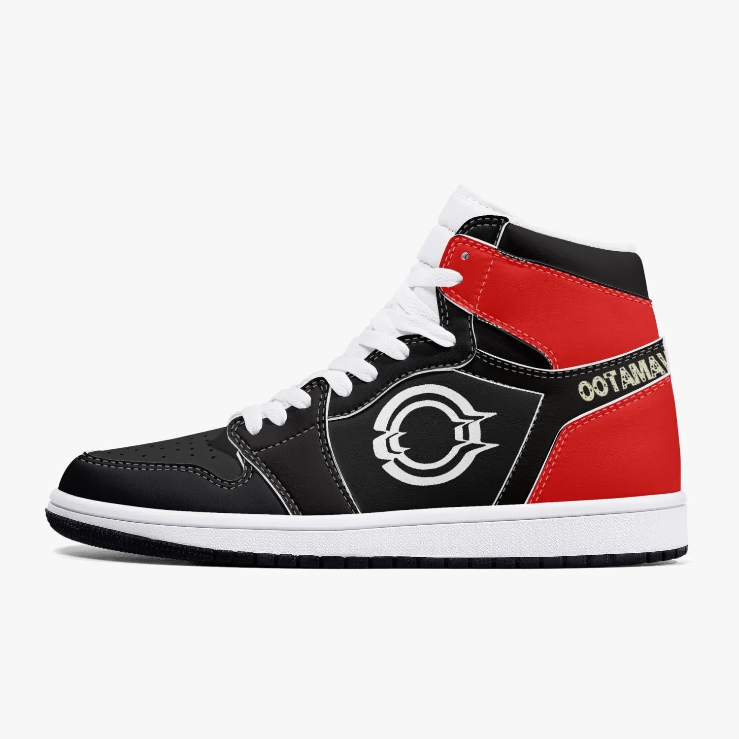 High-Top Leather Sneakers Black/Back Red