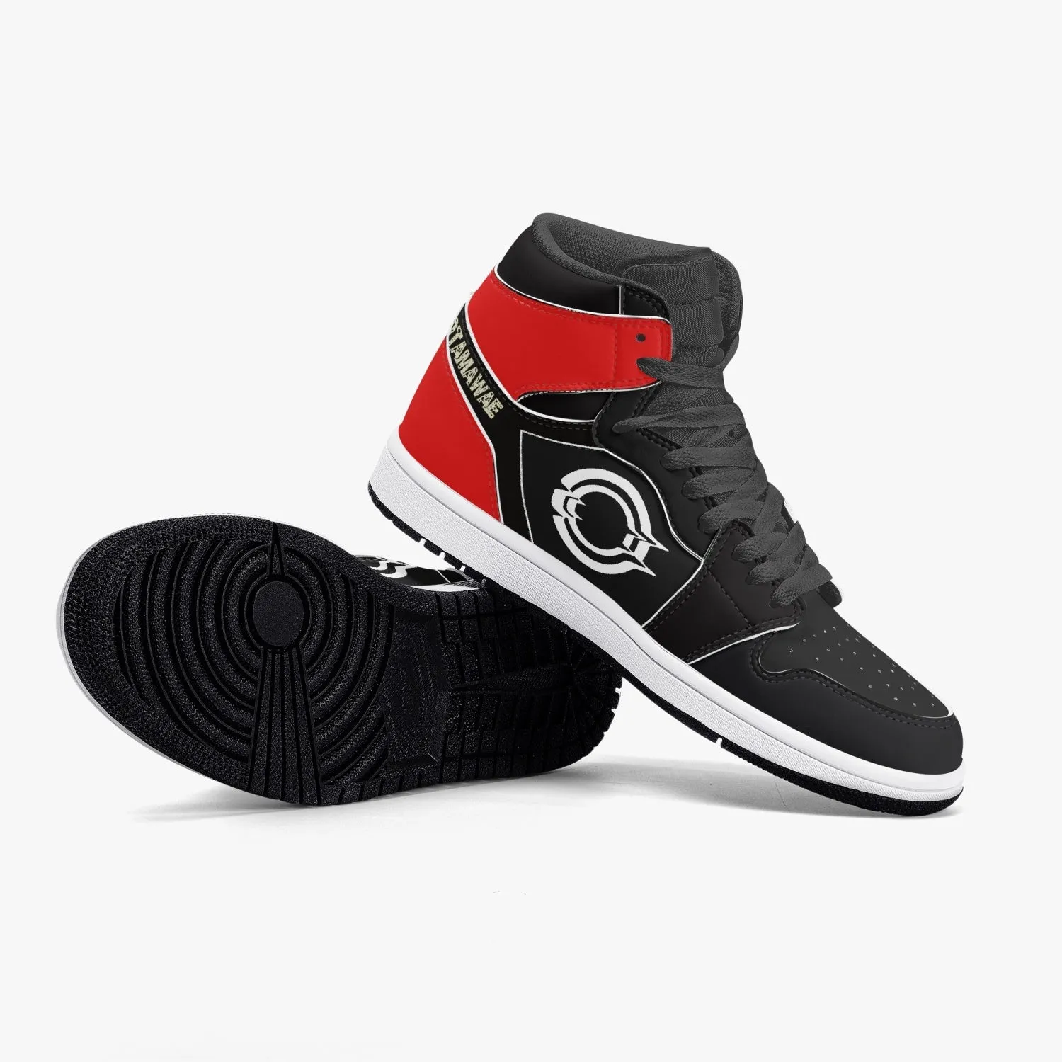 High-Top Leather Sneakers Black/Back Red