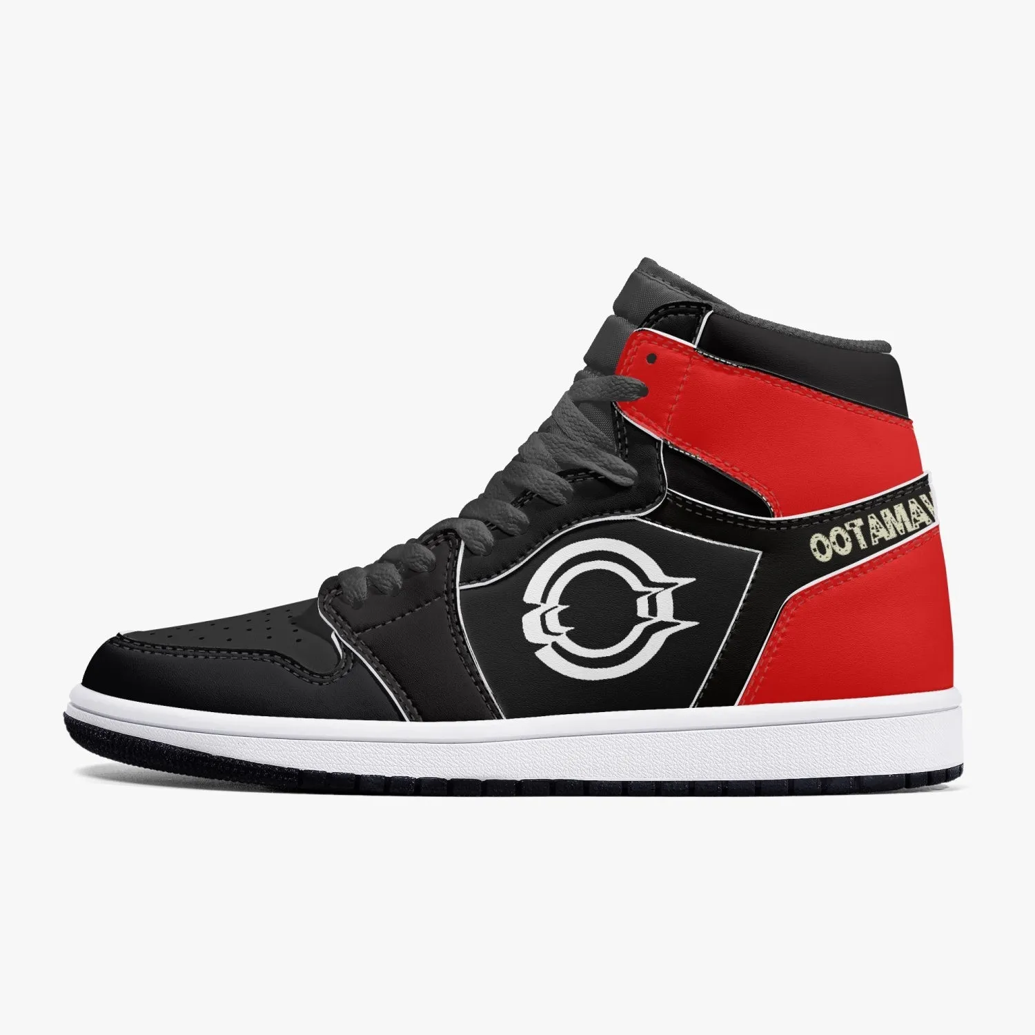 High-Top Leather Sneakers Black/Back Red