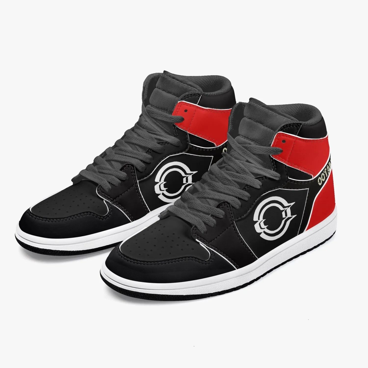 High-Top Leather Sneakers Black/Back Red