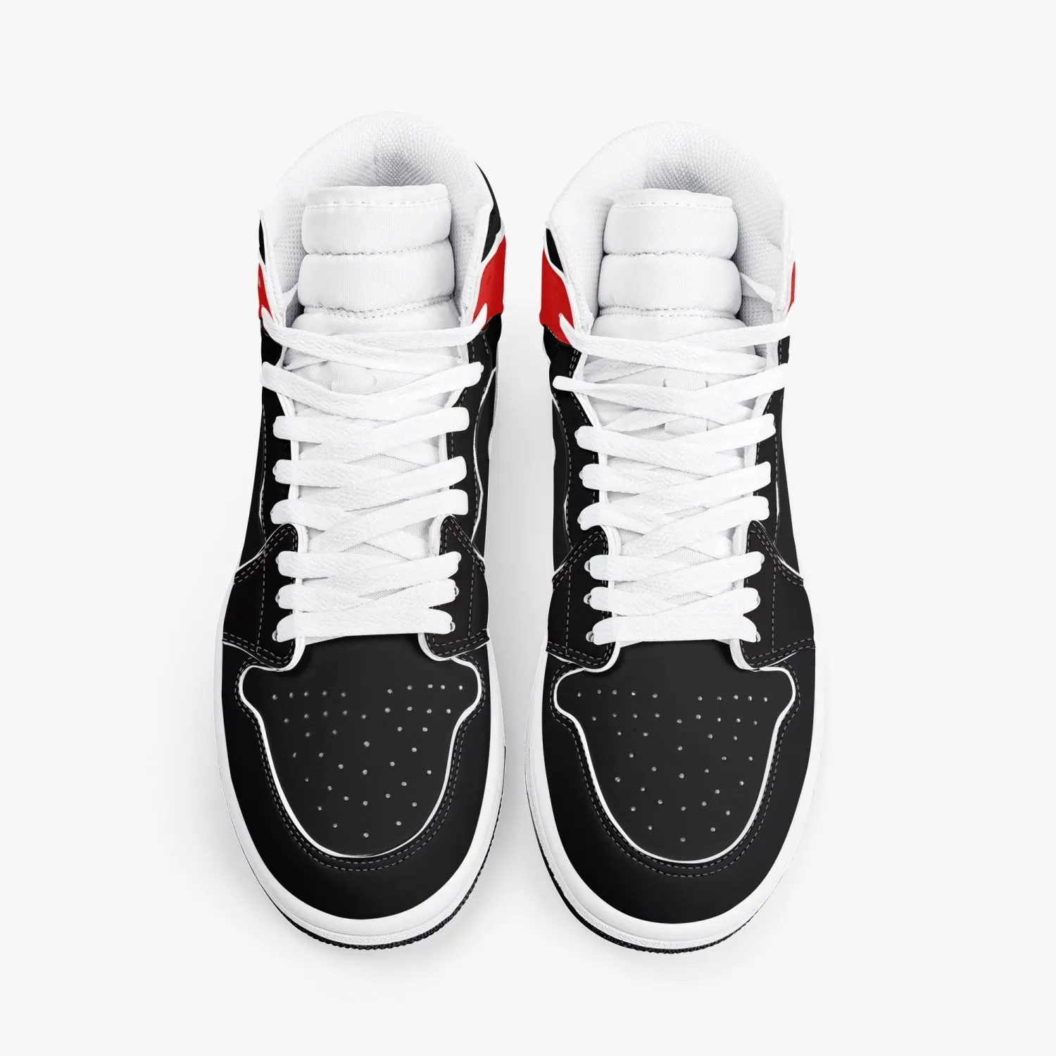 High-Top Leather Sneakers Black/Back Red