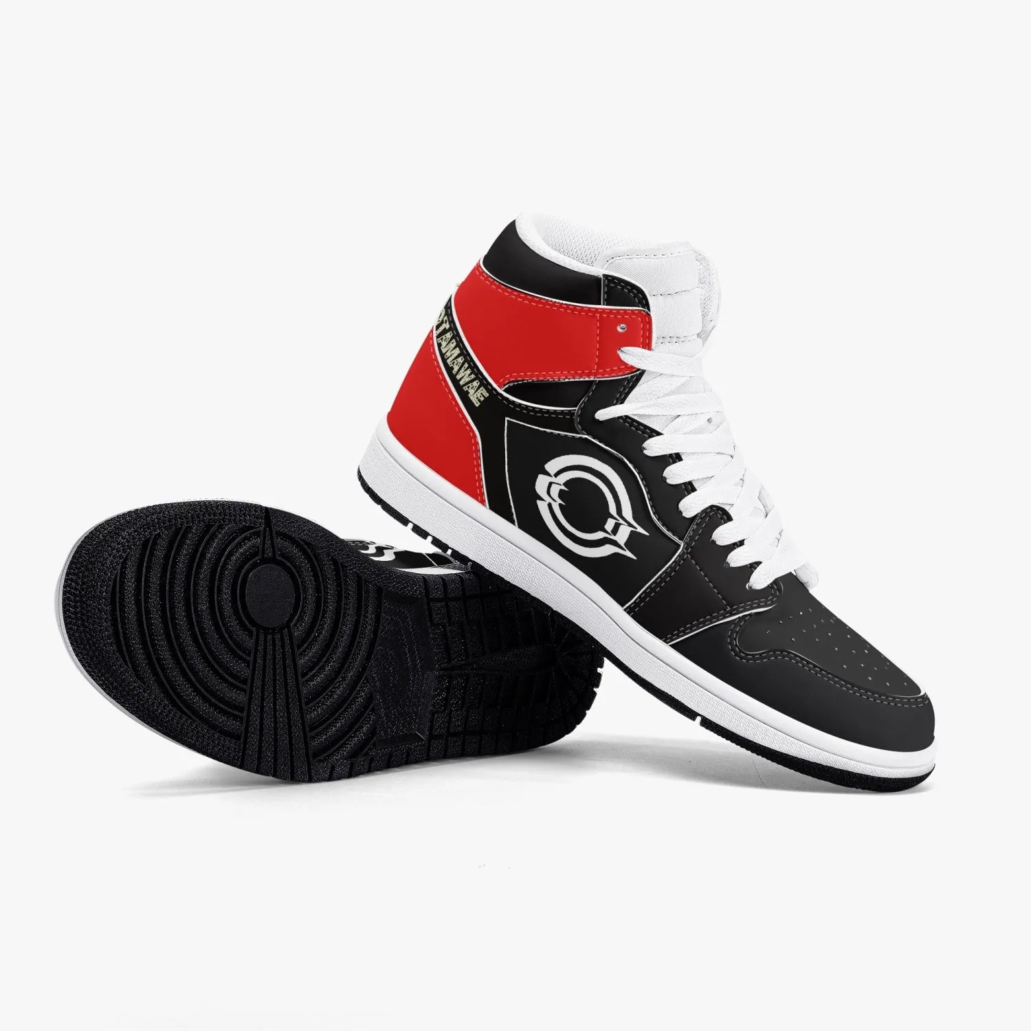 High-Top Leather Sneakers Black/Back Red