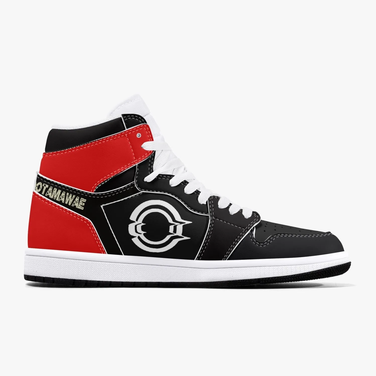 High-Top Leather Sneakers Black/Back Red