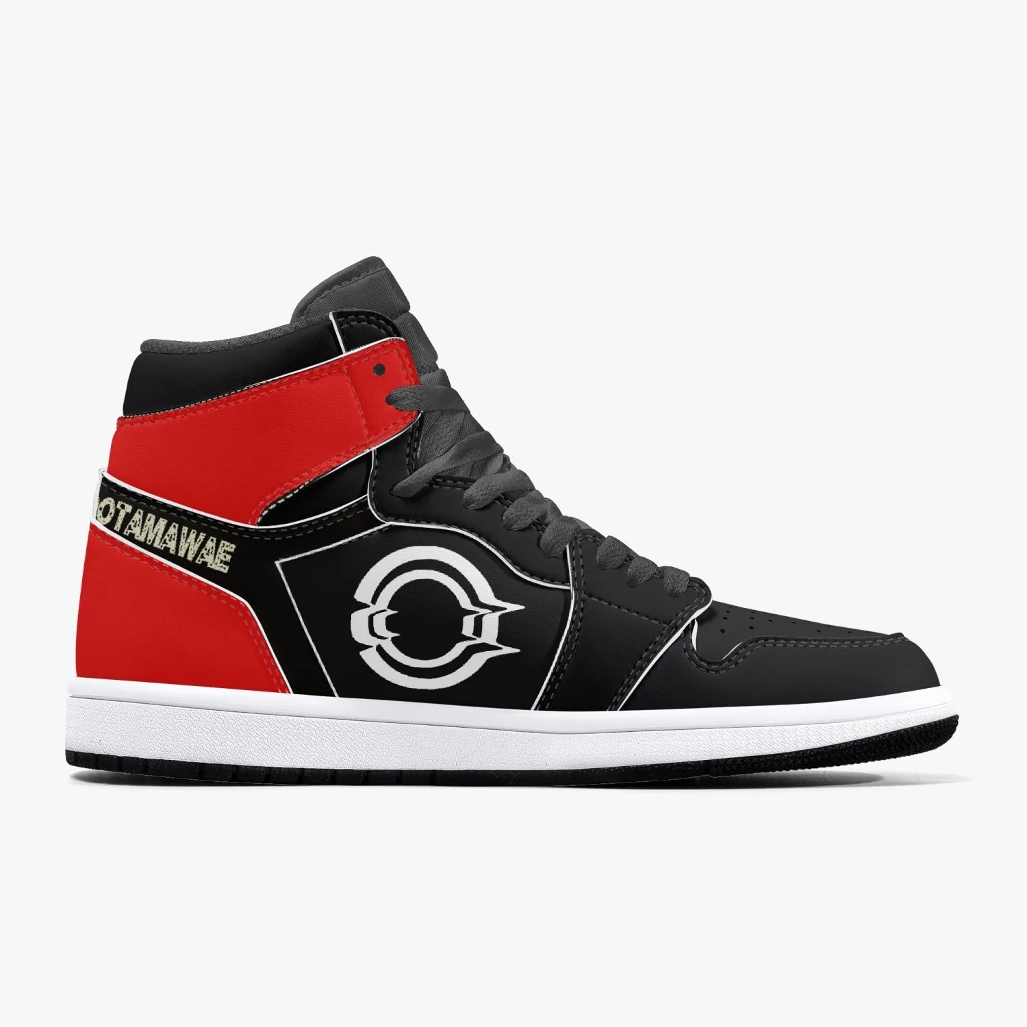 High-Top Leather Sneakers Black/Back Red