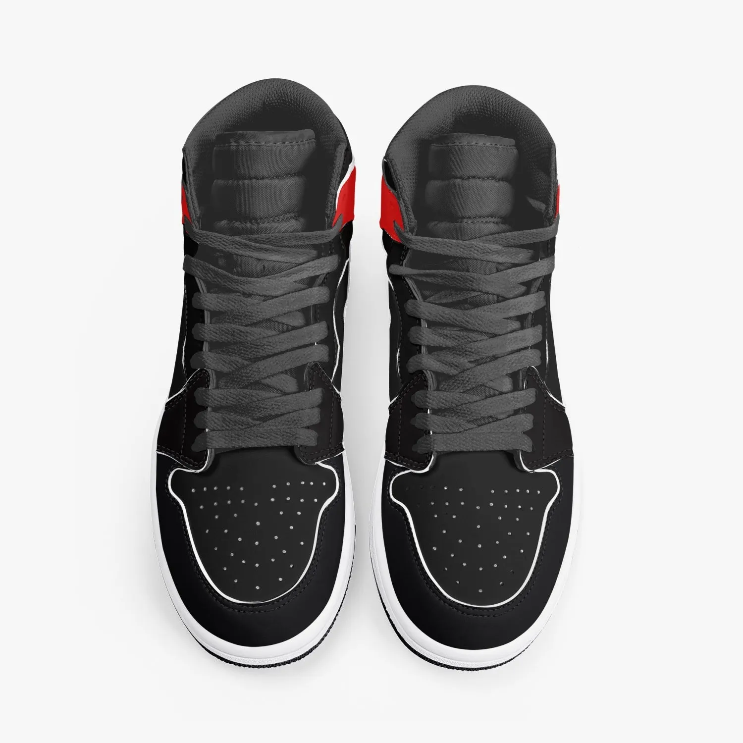 High-Top Leather Sneakers Black/Back Red