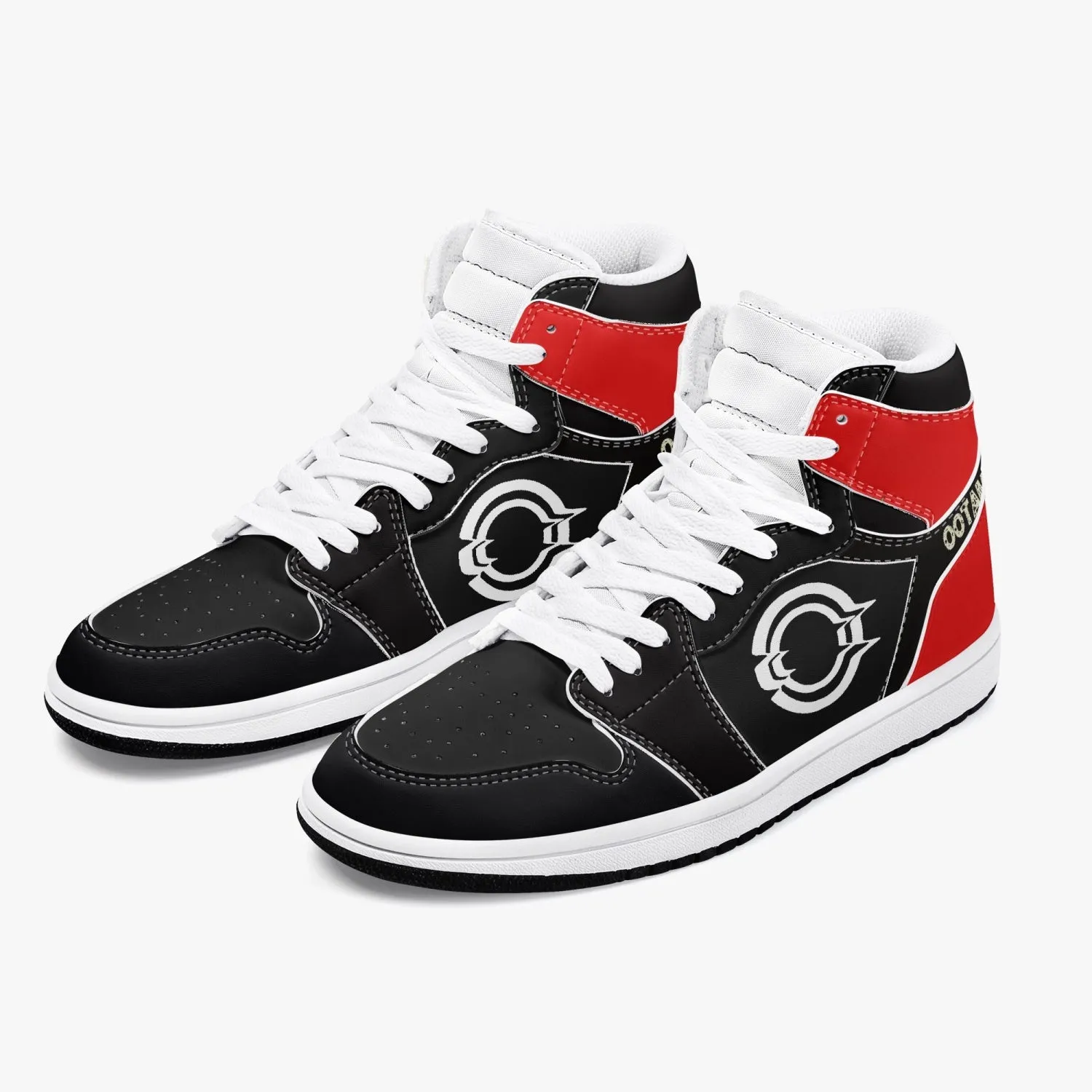 High-Top Leather Sneakers Black/Back Red