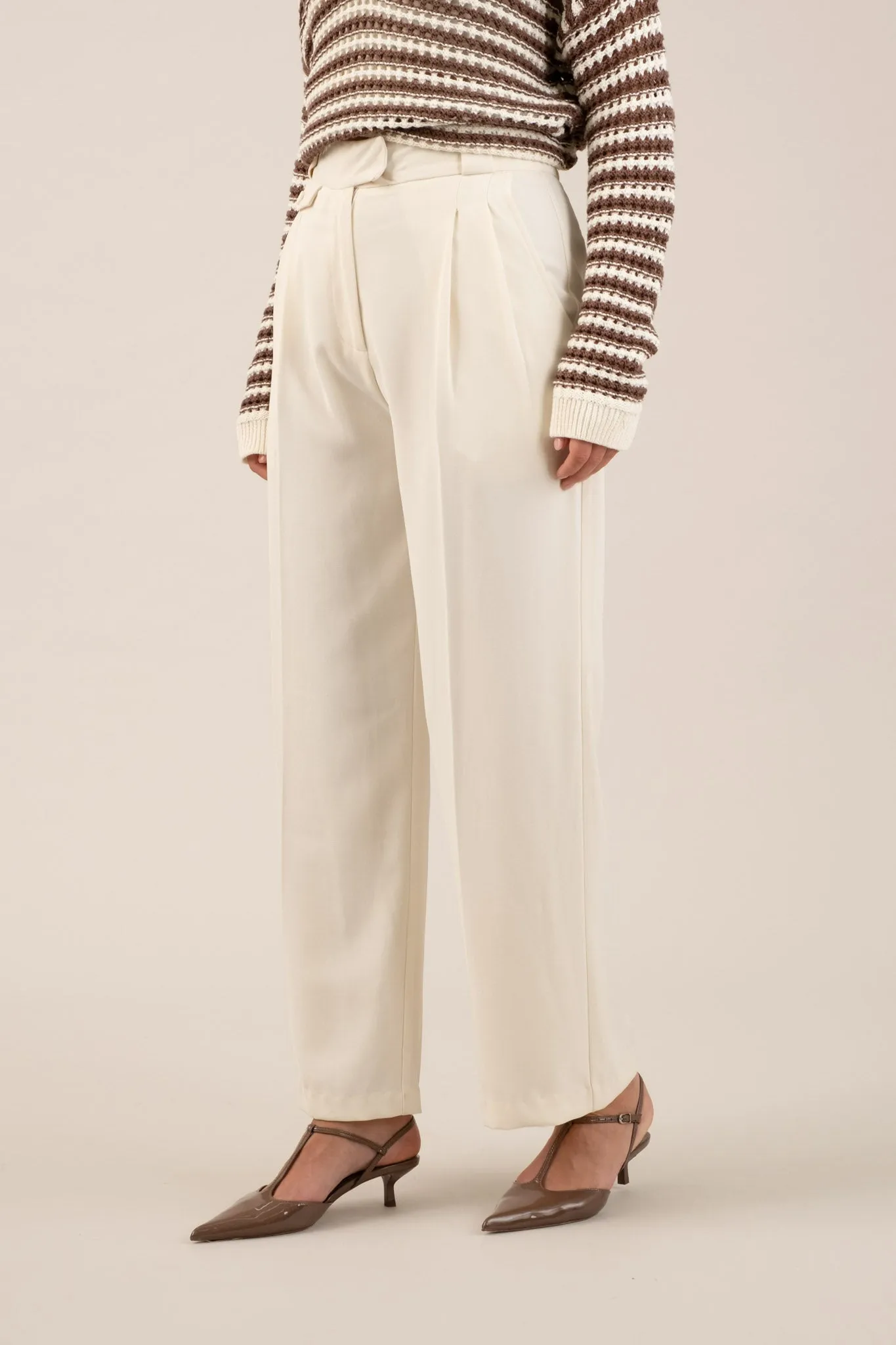 HIGH WAIST WIDE LEG PLEATED DRESS PANTS