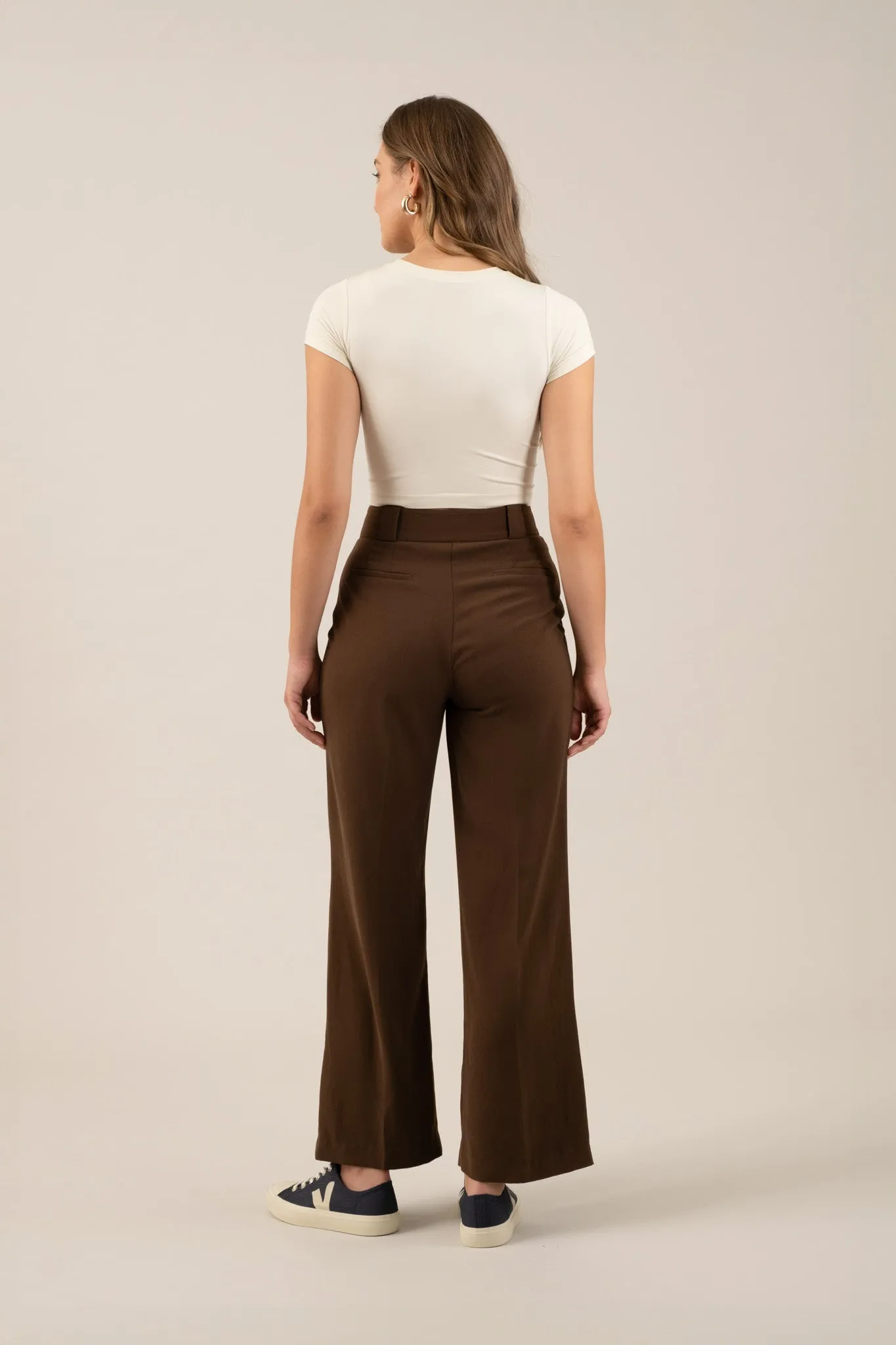 HIGH WAIST WIDE LEG PLEATED DRESS PANTS