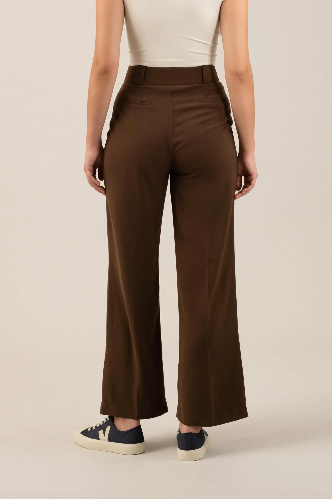 HIGH WAIST WIDE LEG PLEATED DRESS PANTS