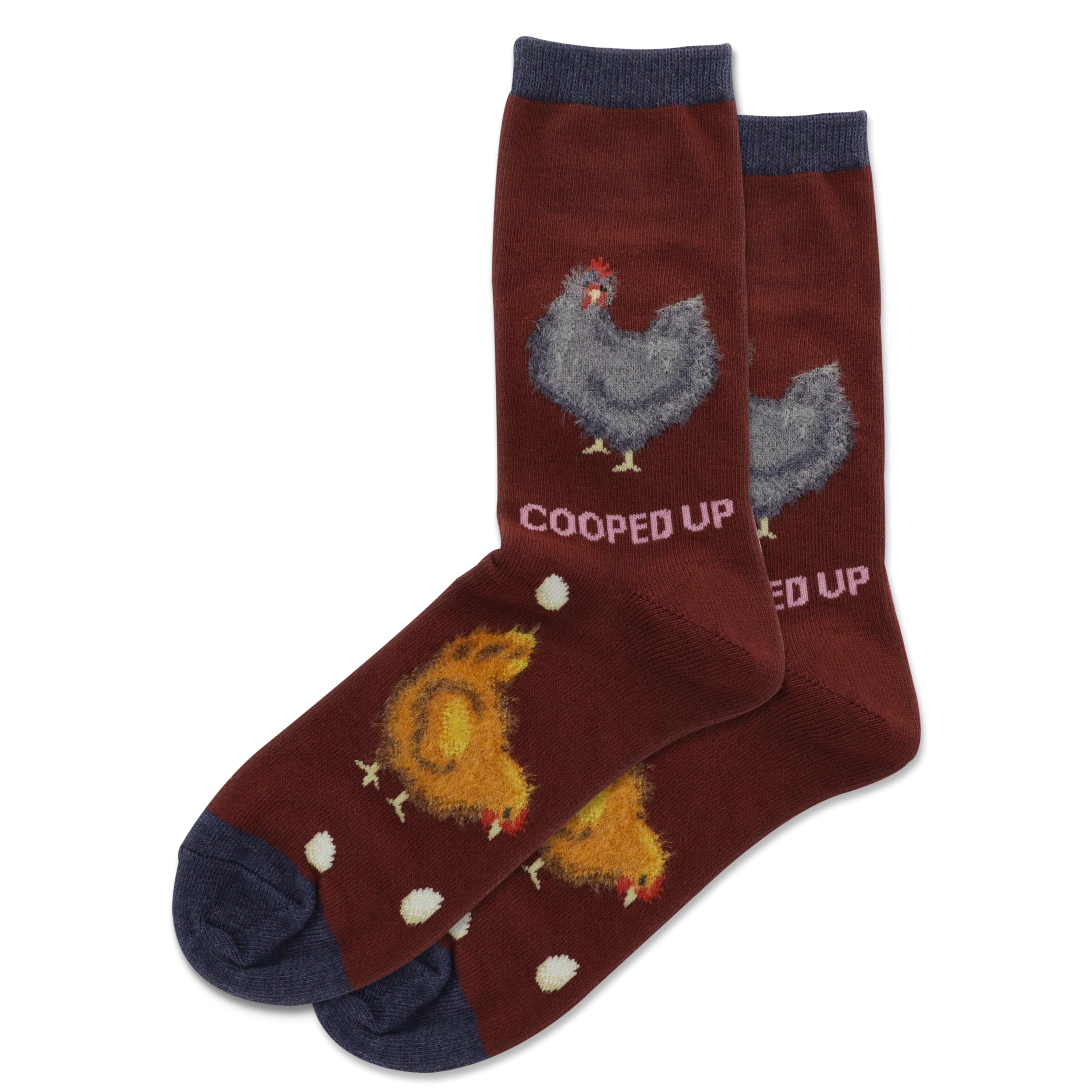 HOTSOX Women's Cooped Up Fuzzy Crew Socks