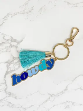 'Howdy' Tassel Keychain - Blue