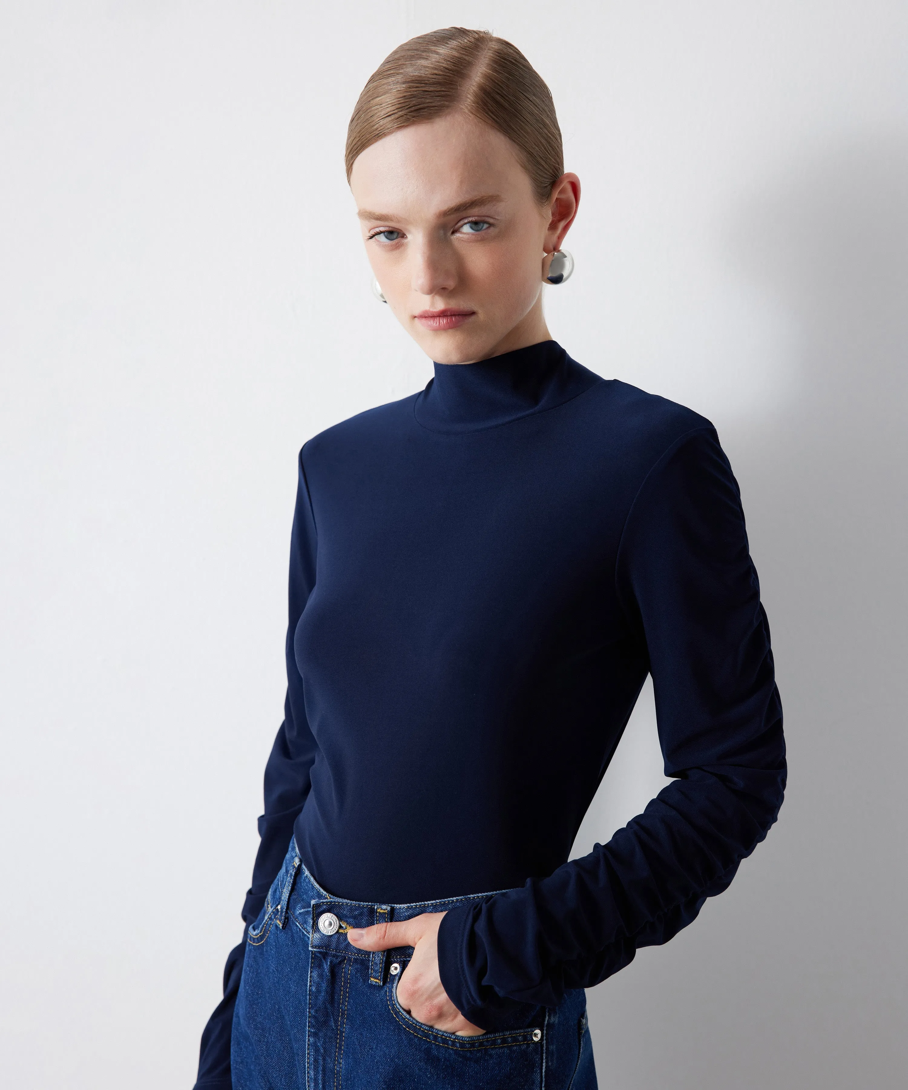 Ipekyol Turtleneck Long Sleeve Top Navy Blue