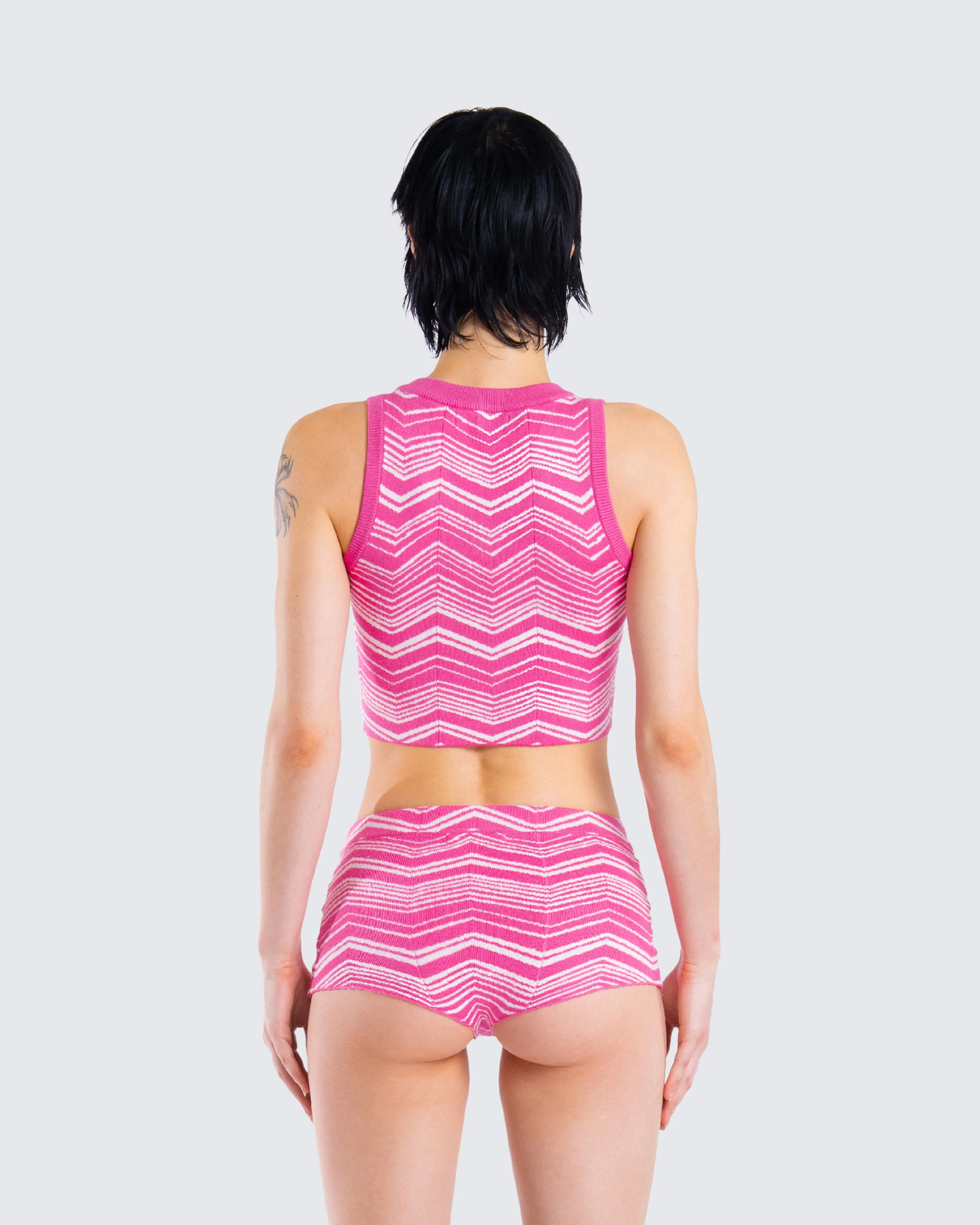 Irie Pink Zig Zag Knit Top