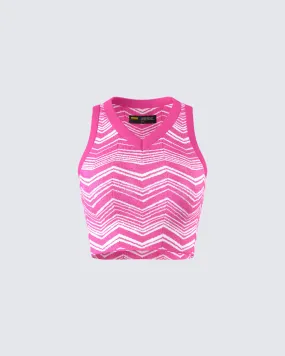 Irie Pink Zig Zag Knit Top