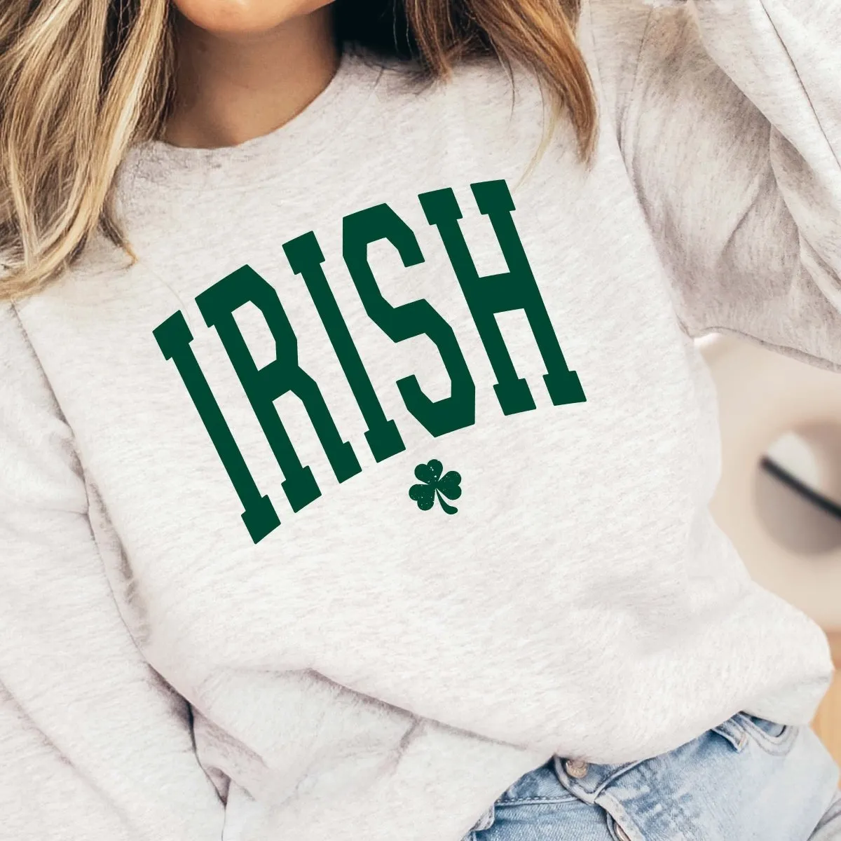 Irish With Shamrock Green Wholesale Crewneck Sweatshirt