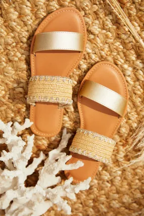 Janice Slip On Sandals - Gold