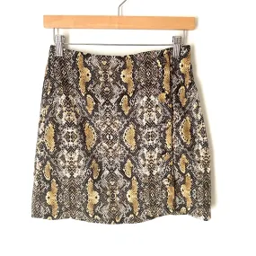 June & Hudson Snakeskin Print Button Skirt- Size S