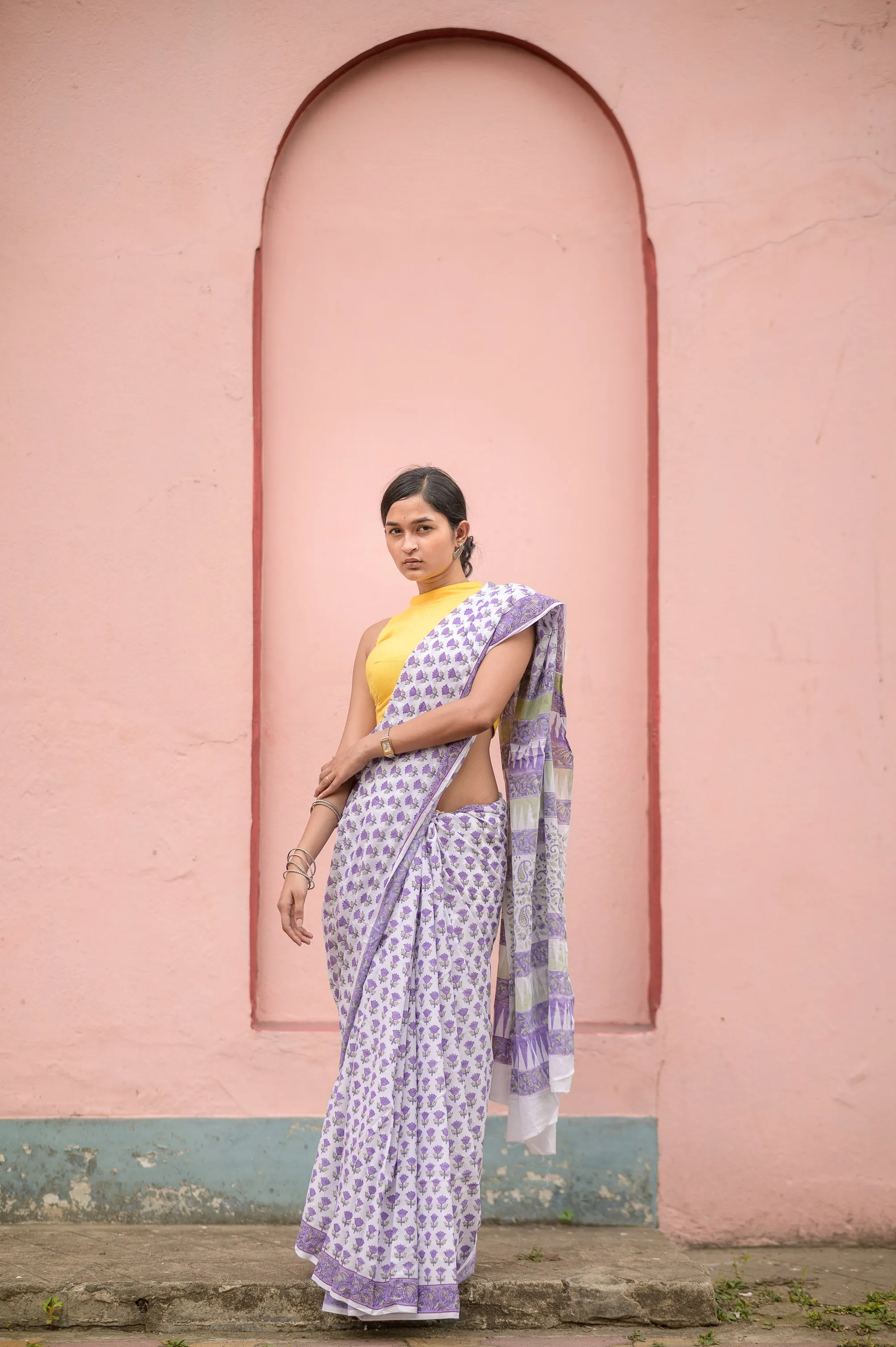 Kaisori Aira cotton hanblockprinted  cotton saree 004