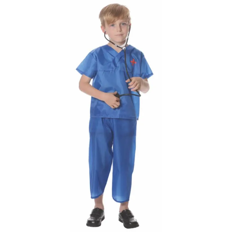 Kids Blue Surgeon Doctor Costume - Size 6-9 Years