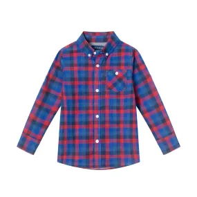 Kids Plaid Two-Fer Buttondown Shirt | Red