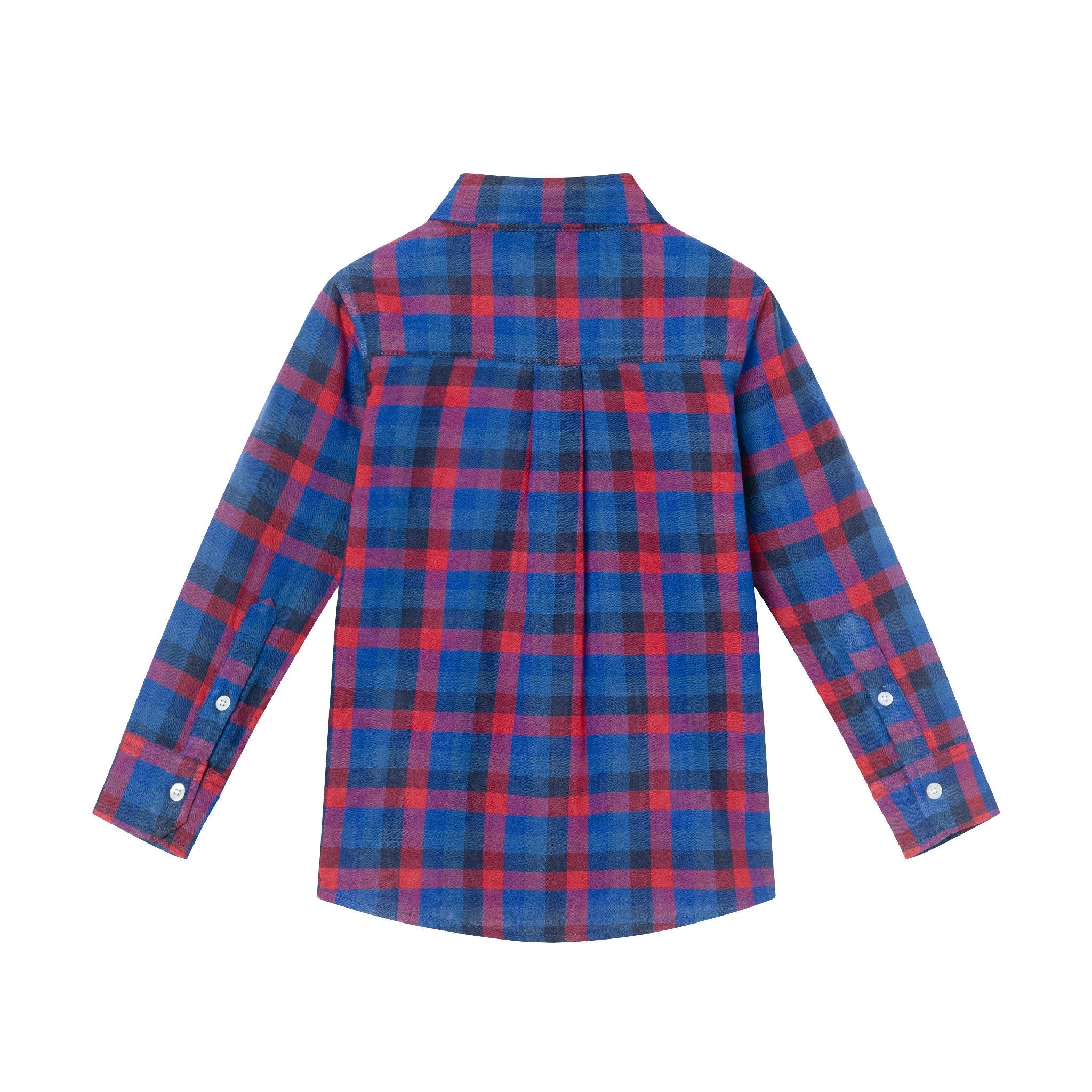 Kids Plaid Two-Fer Buttondown Shirt | Red