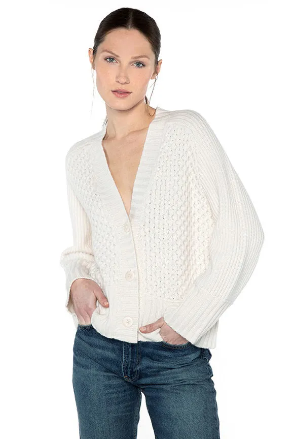 KINROSS CASHMERE - LUXE MIXED STITCH CARDIGAN