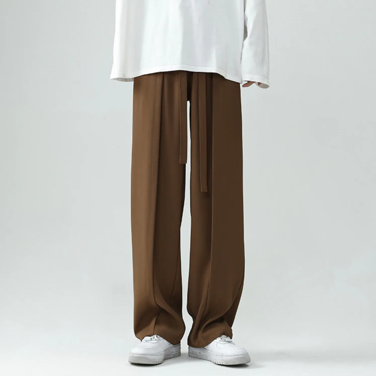 [Korean Style] 2 Colors Drawstring Over-length Wide Pants