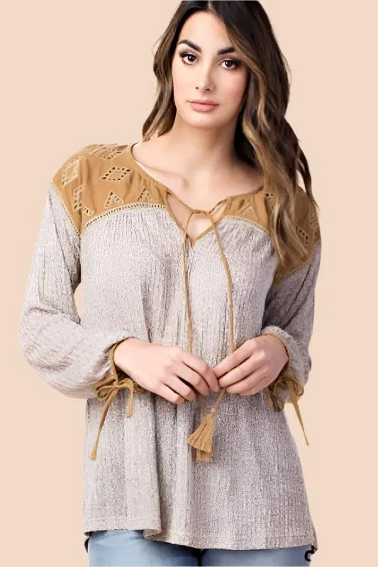 Kori Soft Melodrama Knit Top  - Camel