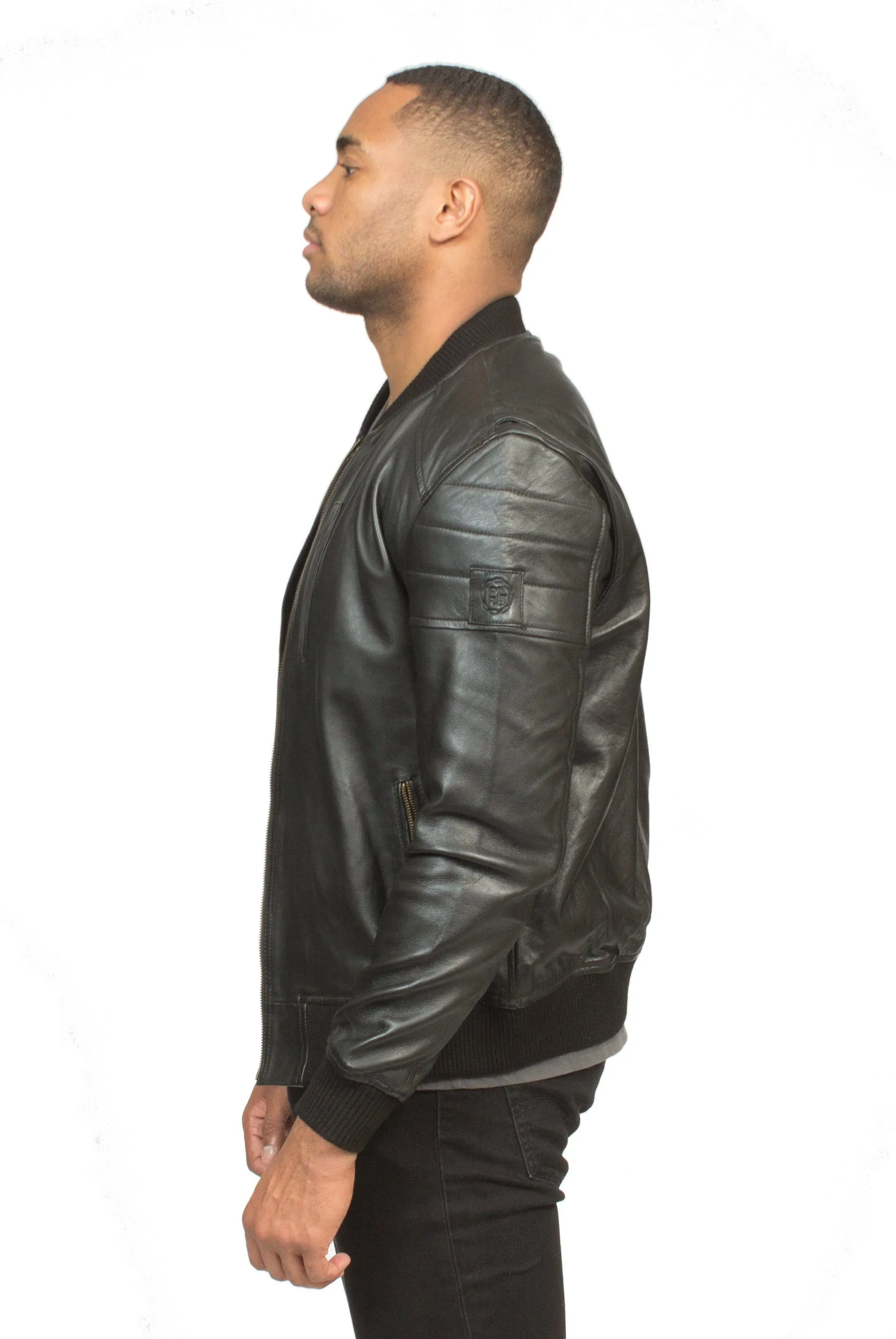 LAMBSKIN LEATHER RACER JACKET IN BLACK