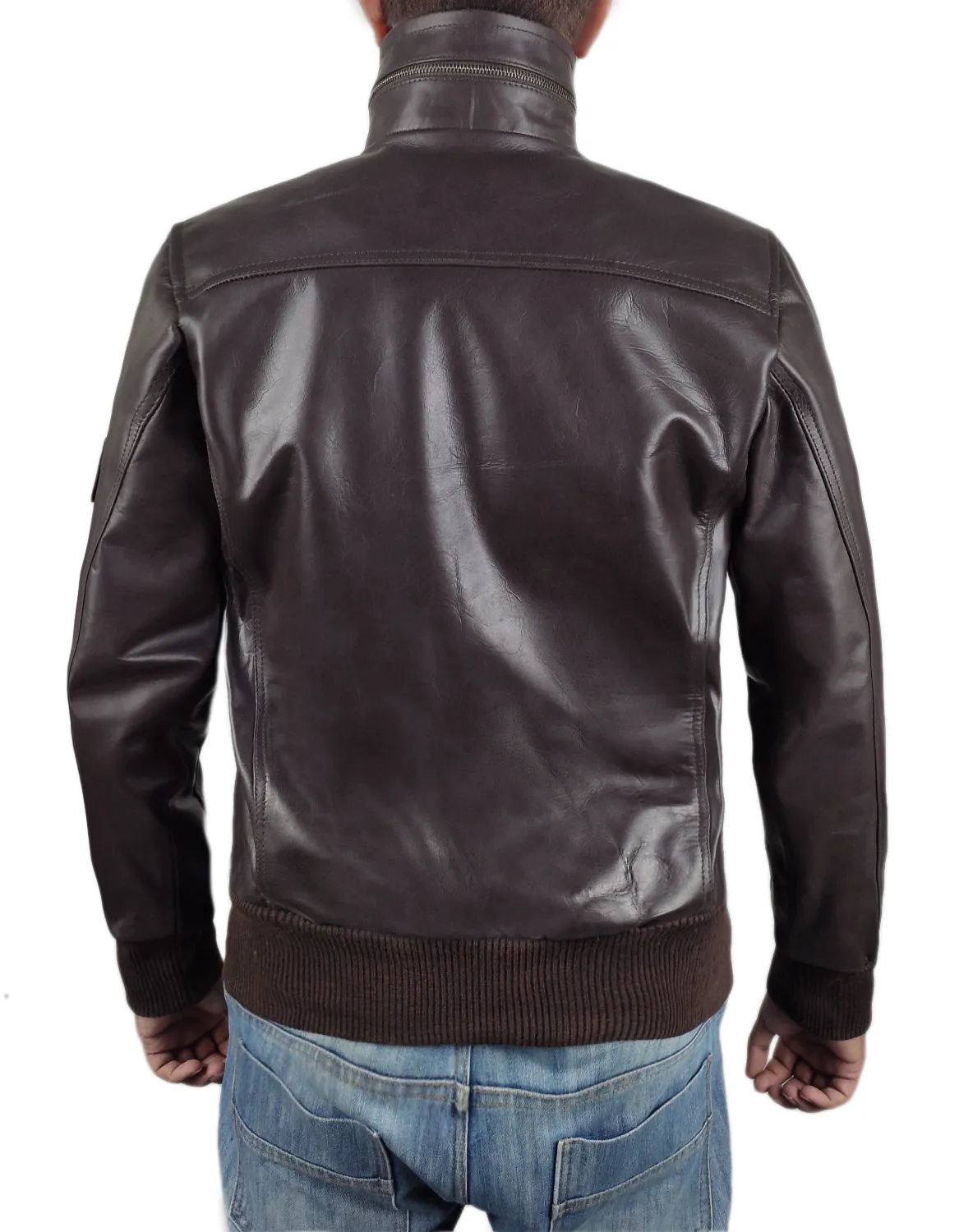 Leather Jackets Hub Mens Genuine Cowhide Leather Jacket (Black, Bomber Jacket) - 1501213