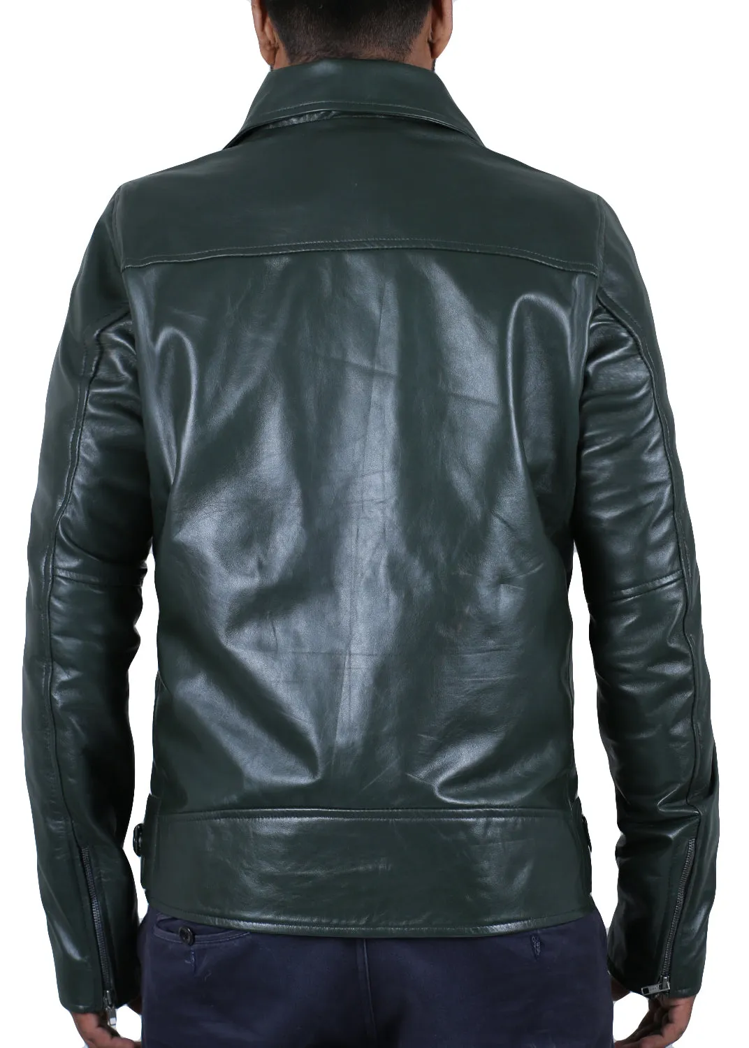 Leather Jackets Hub Mens Genuine Lambskin Leather Jacket (Black, Aviator Jacket) - 1501611