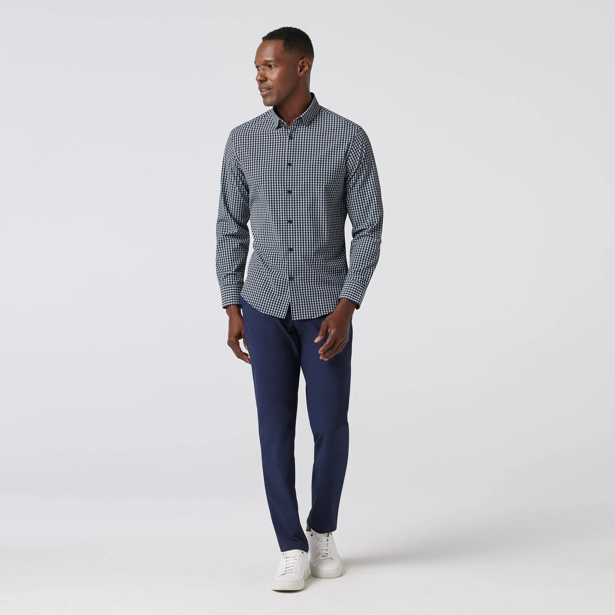 Leeward No Tuck Long Sleeve Shirt in Aluminum Gingham