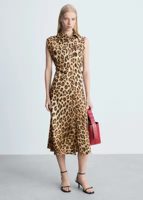 Leopard-print shirt dress - Brown