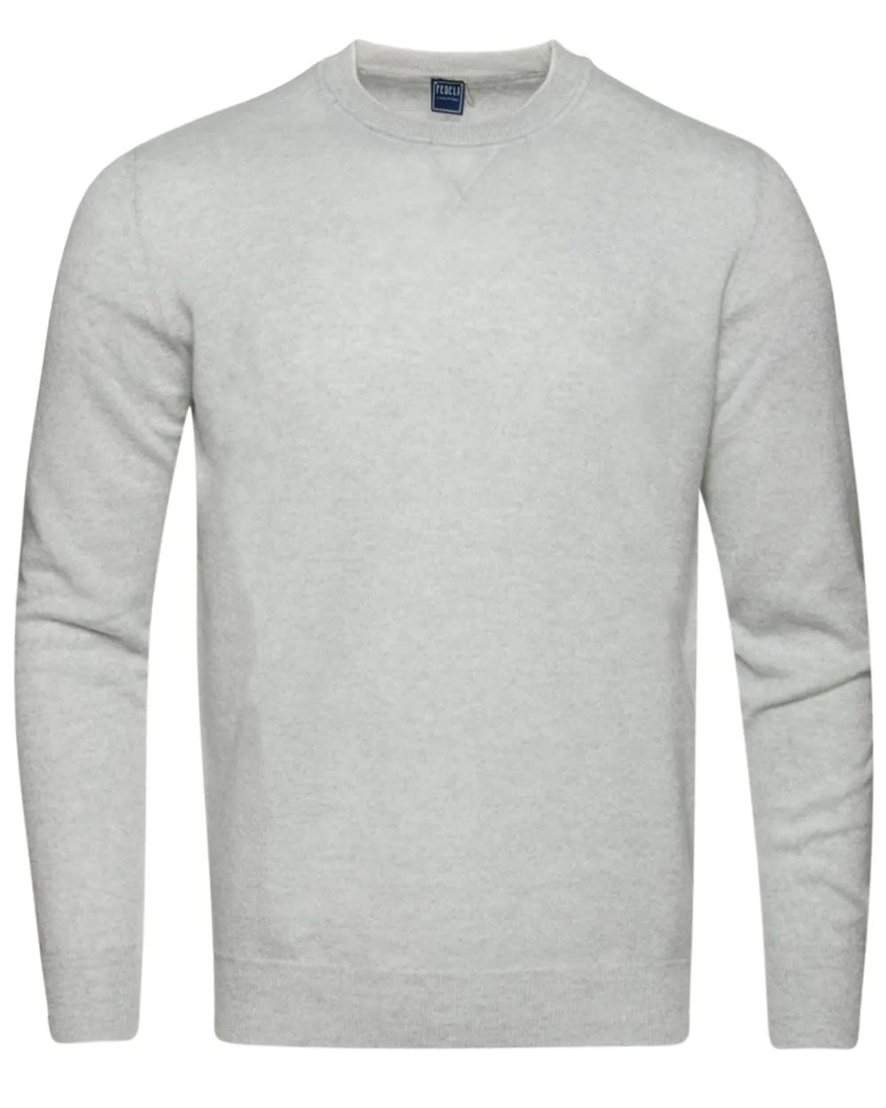 Light Grey David Long Sleeve Cashmere Pullover