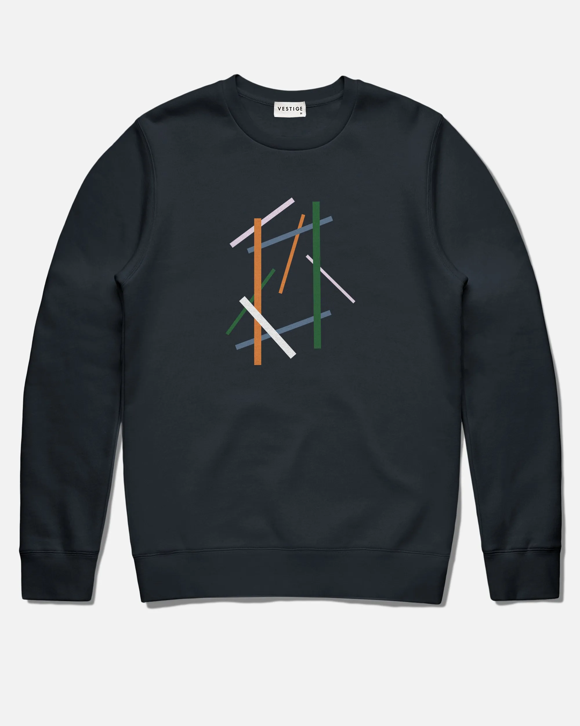 Line Collage Fleece Sweatshirt, Navy