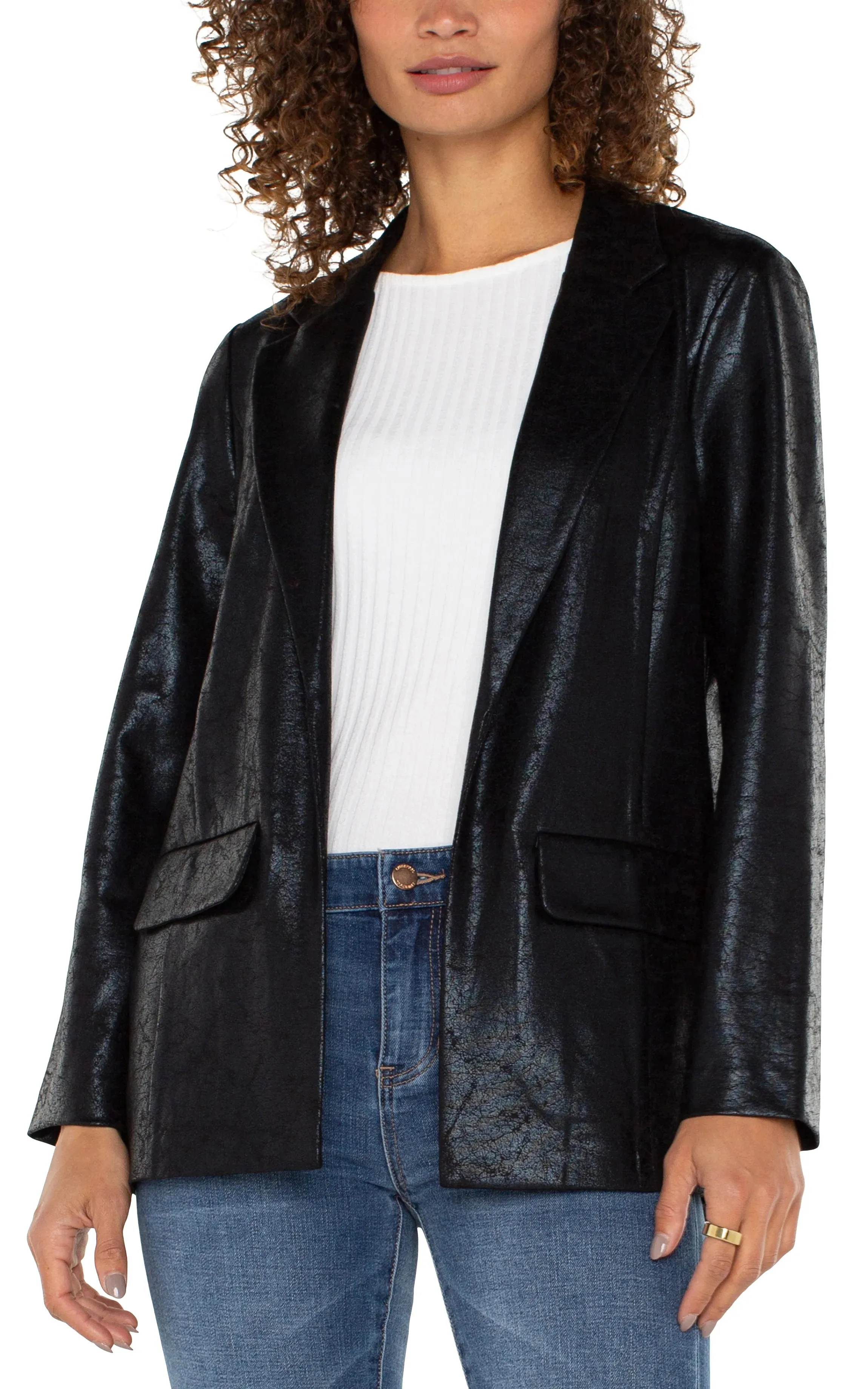 Liverpool Boyfriend Blazer Black Crackle