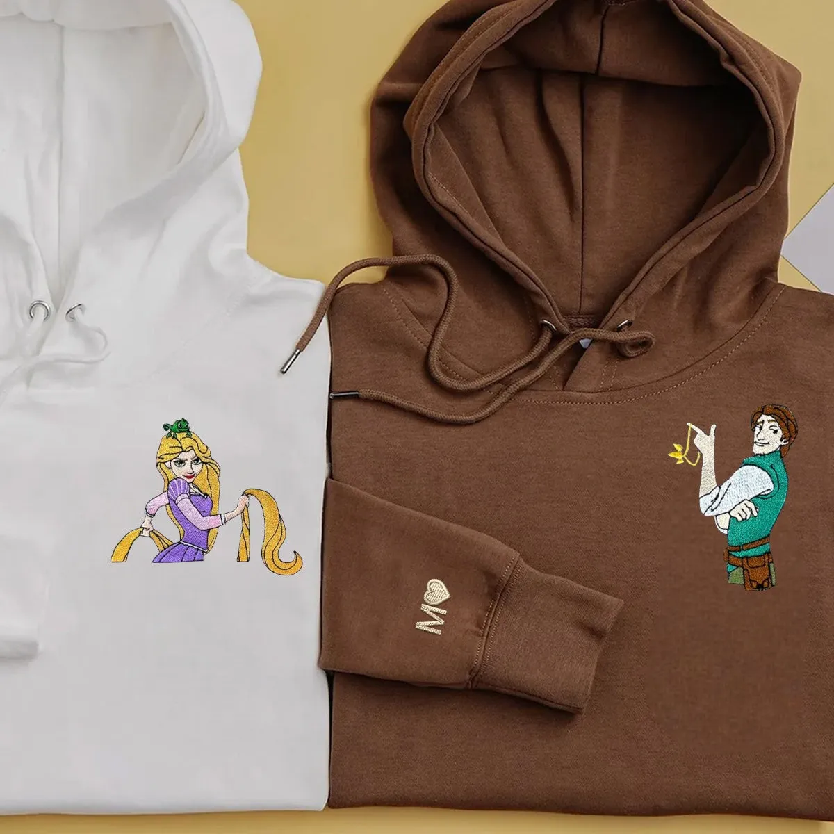 Lovely Princess and Prince Couple Matching Hoodies - Custom Embroidered Sweatshirts For Couples