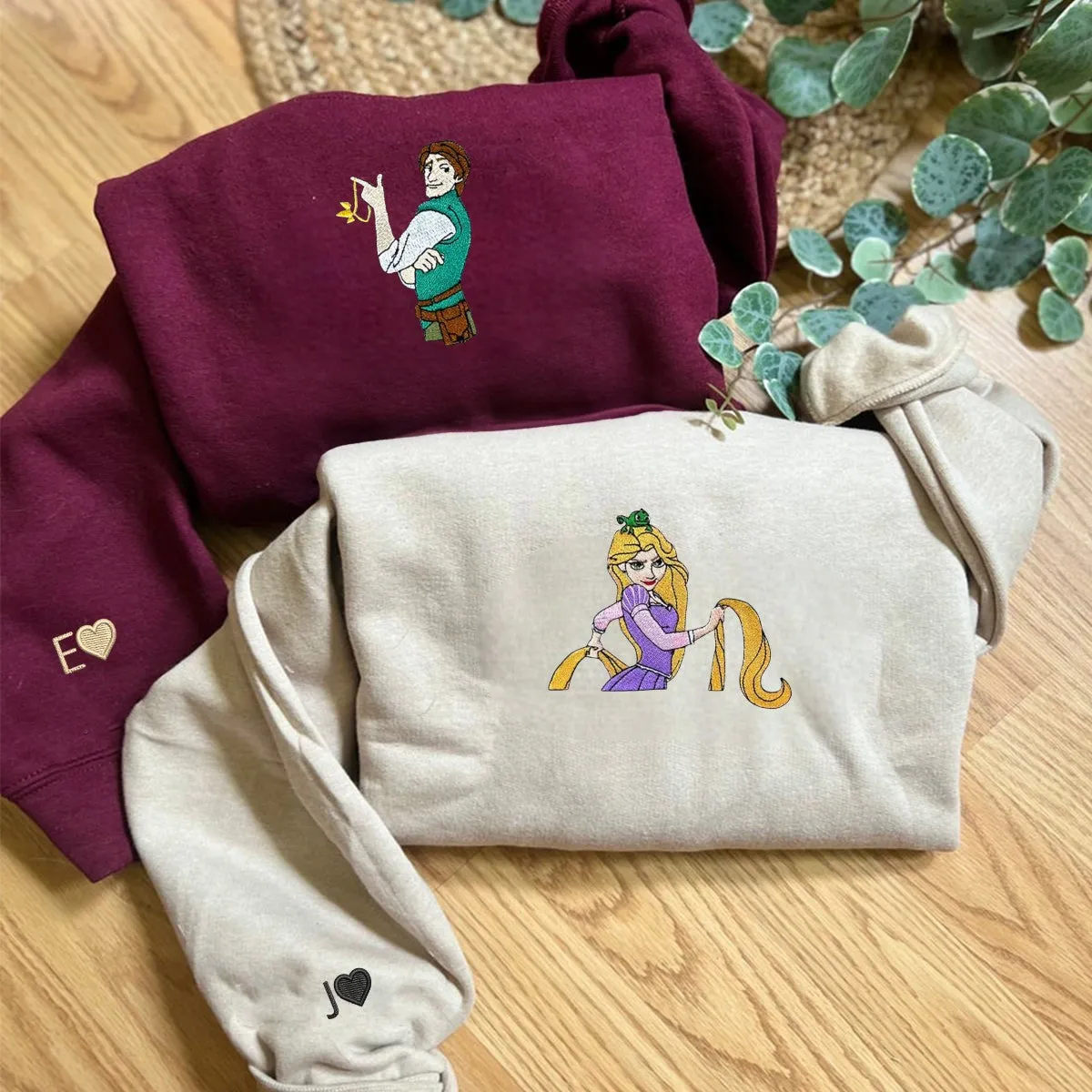 Lovely Princess and Prince Couple Matching Hoodies - Custom Embroidered Sweatshirts For Couples