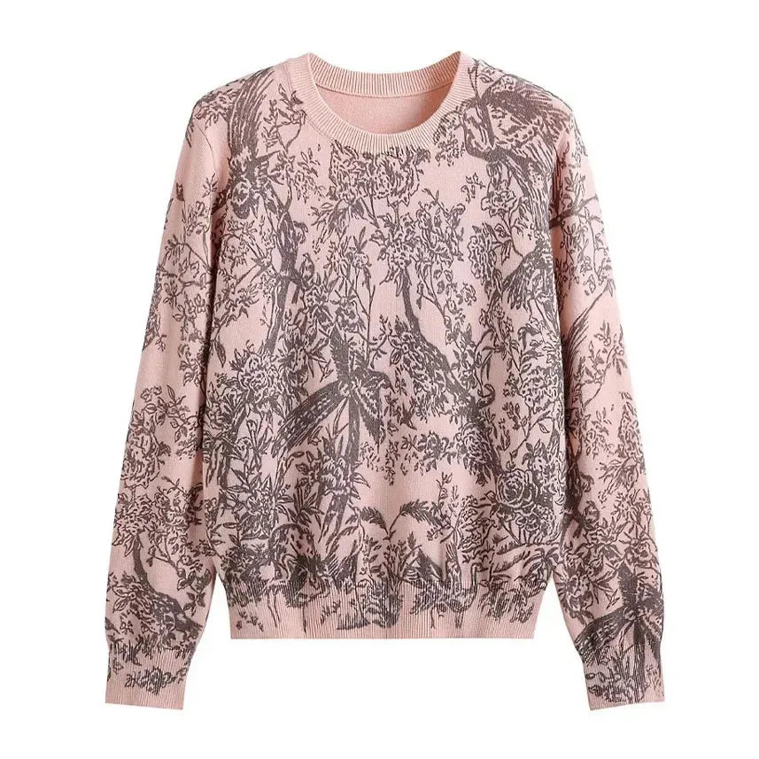 Luxury Designer Sweater Women Animal Floral Pattern Printing Pullover Sweater Classic Crew Neck Knit Tops High Quality C-069