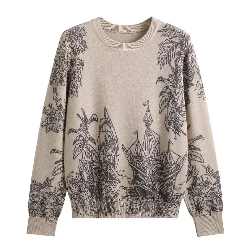 Luxury Designer Sweater Women Animal Floral Pattern Printing Pullover Sweater Classic Crew Neck Knit Tops High Quality C-069